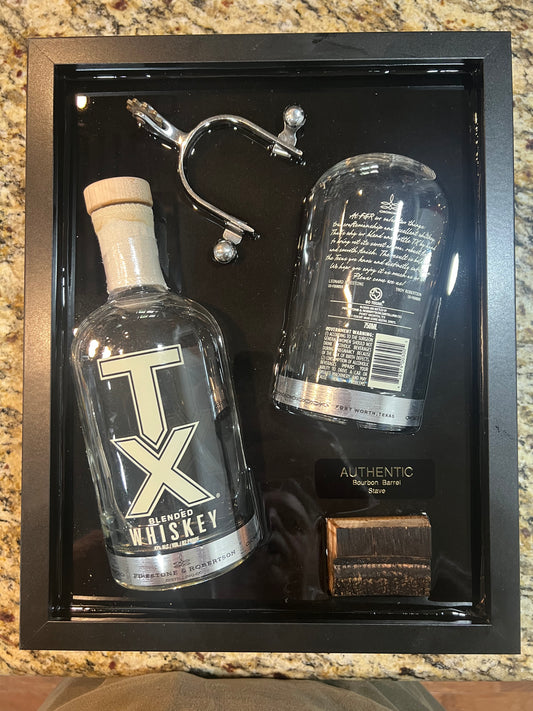 TX Whiskey 12” x 14” Broke Bottle Art Epoxy Shadow Box