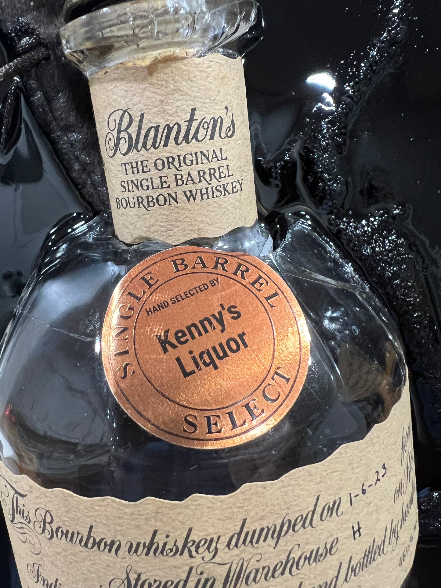 Blanton’s Bourbon “Store Pick” 12” x 12” Broke Bottle Art Epoxy Shadow Box w/Bourbon Barrel Stave