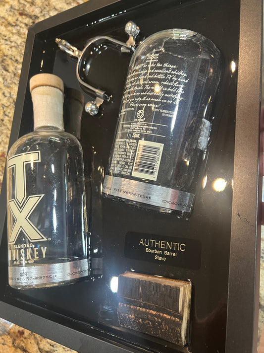 TX Whiskey 12” x 14” Broke Bottle Art Epoxy Shadow Box