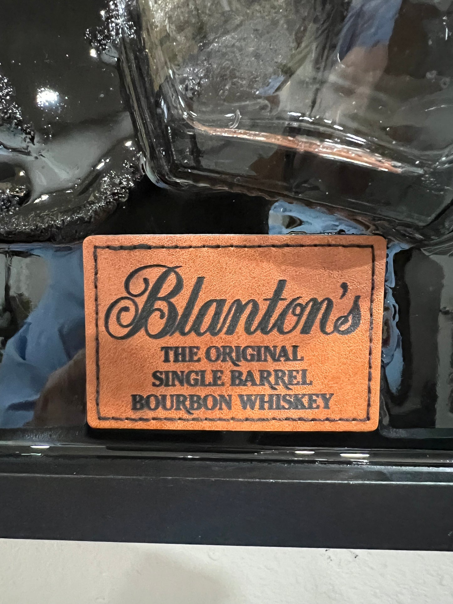 Blanton’s Bourbon “Store Pick” 12” x 12” Broke Bottle Art Epoxy Shadow Box w/Bourbon Barrel Stave