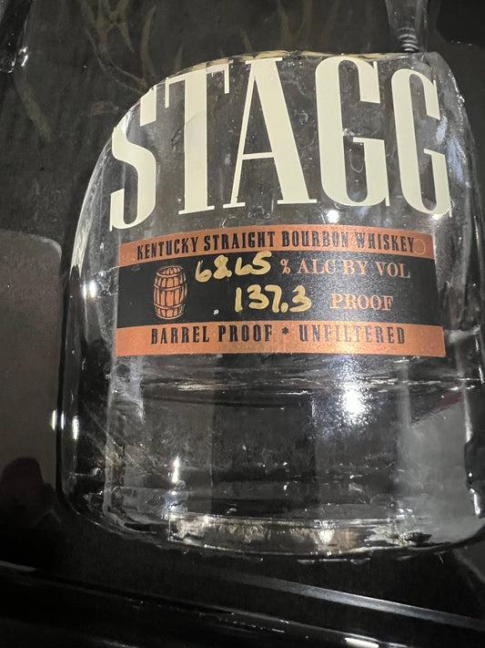 Stagg Bourbon 12” x 12” Broke Bottle Art Epoxy Shadow Box w/Bourbon Barrel Stave