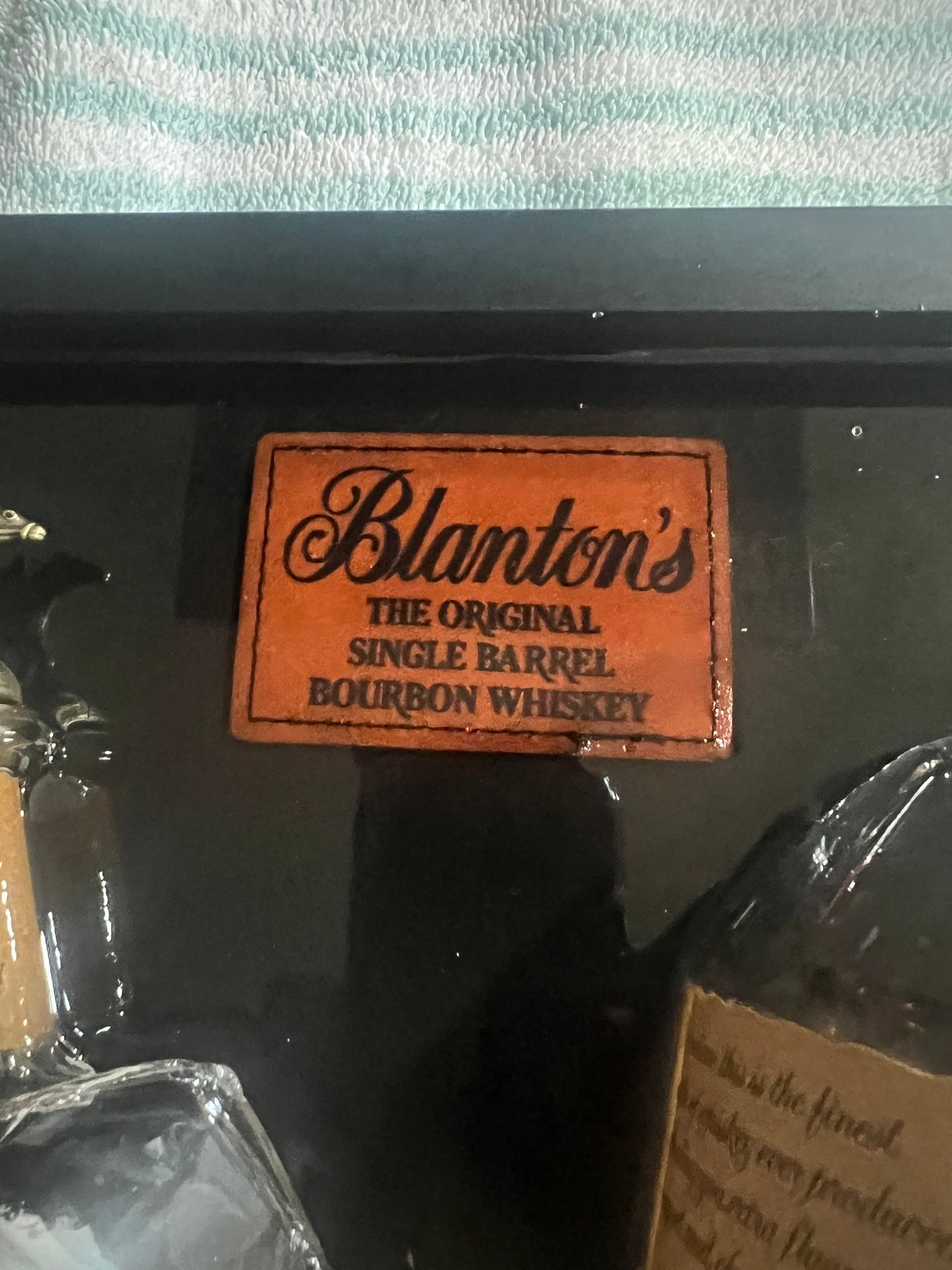 Blanton’s Bourbon 12” x 12” Broke Bottle Art Epoxy Shadow Box w/Bourbon Barrel Stave